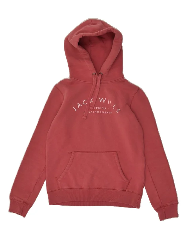 JACK WILLS Womens Graphic Hoodie Jumper UK 6 XS Red Cotton Hoodie with Velcro Closure Adjustable Secure JACK WILLS Womens Graphic Hoodie Jumper UK 6 XS Red Cotton Hoodie with Velcro Closure Adjustable Secure