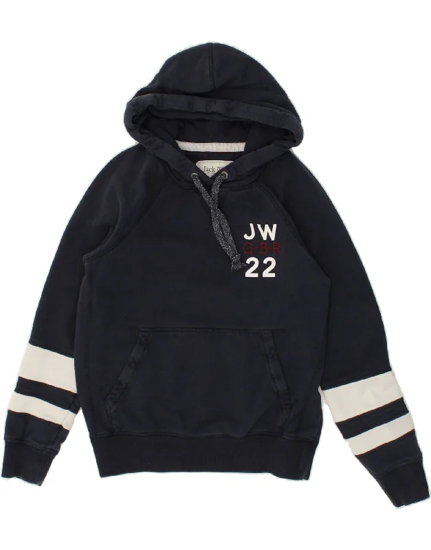 JACK WILLS Womens Graphic Hoodie Jumper UK 8 Small Navy Blue Colourblock Hoodie with Monochrome Minimalist Simple JACK WILLS Womens Graphic Hoodie Jumper UK 8 Small Navy Blue Colourblock Hoodie with Monochrome Minimalist Simple