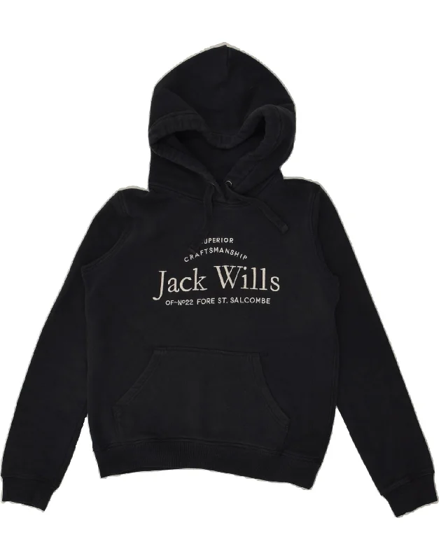 JACK WILLS Womens Loose Fit Graphic Hoodie Jumper UK 8 Small Black Cotton Hoodie with Hidden Zipper Minimalist Clean JACK WILLS Womens Loose Fit Graphic Hoodie Jumper UK 8 Small Black Cotton Hoodie with Hidden Zipper Minimalist Clean