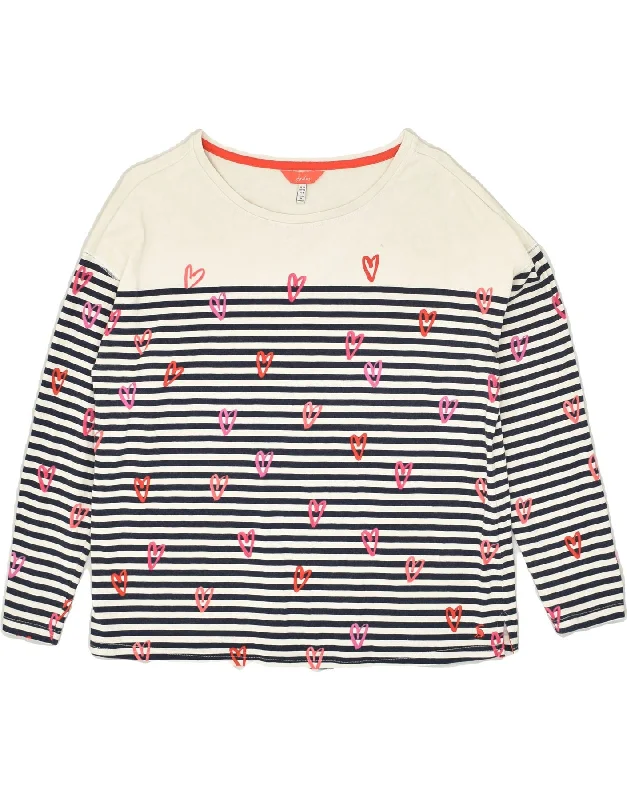 JOULES Womens Sweatshirt Jumper UK 12 Medium White Striped Cotton Hoodie with Tied Waist Feminine Flattering JOULES Womens Sweatshirt Jumper UK 12 Medium White Striped Cotton Hoodie with Tied Waist Feminine Flattering
