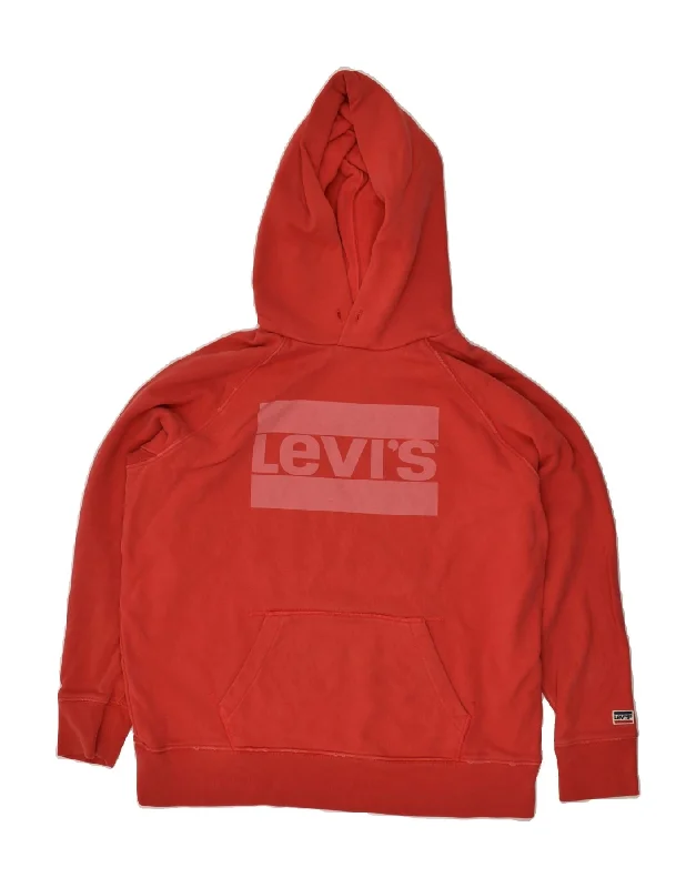 LEVI'S Womens Graphic Hoodie Jumper UK 14 Medium Red Cotton Hoodie with Hem Ribbing Snug Secure LEVI'S Womens Graphic Hoodie Jumper UK 14 Medium Red Cotton Hoodie with Hem Ribbing Snug Secure