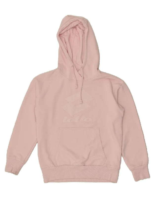 LOTTO Womens Oversized Graphic Hoodie Jumper UK 6 XS Pink Hoodie with Crew Neck Simple Timeless LOTTO Womens Oversized Graphic Hoodie Jumper UK 6 XS Pink Hoodie with Crew Neck Simple Timeless