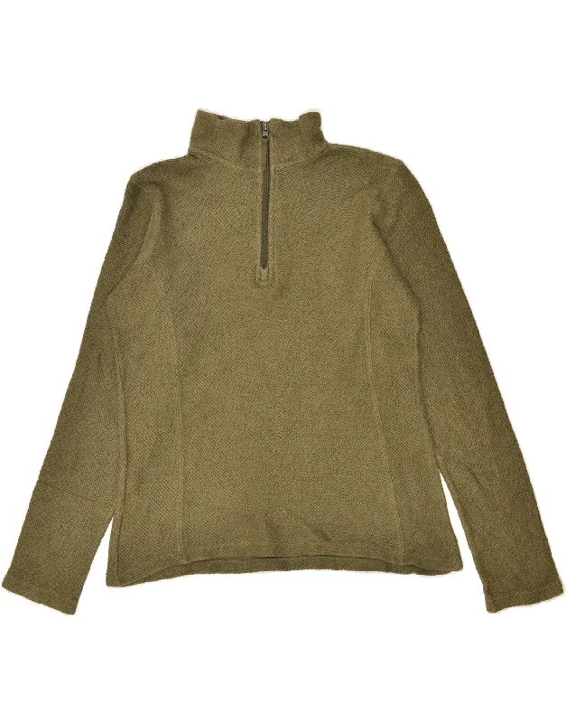 MOUNTAIN WAREHOUSE Womens Zip Neck Sweatshirt Jumper UK 12 Medium Khaki Hoodie with Puffed Sleeves Voluminous Trendy MOUNTAIN WAREHOUSE Womens Zip Neck Sweatshirt Jumper UK 12 Medium Khaki Hoodie with Puffed Sleeves Voluminous Trendy