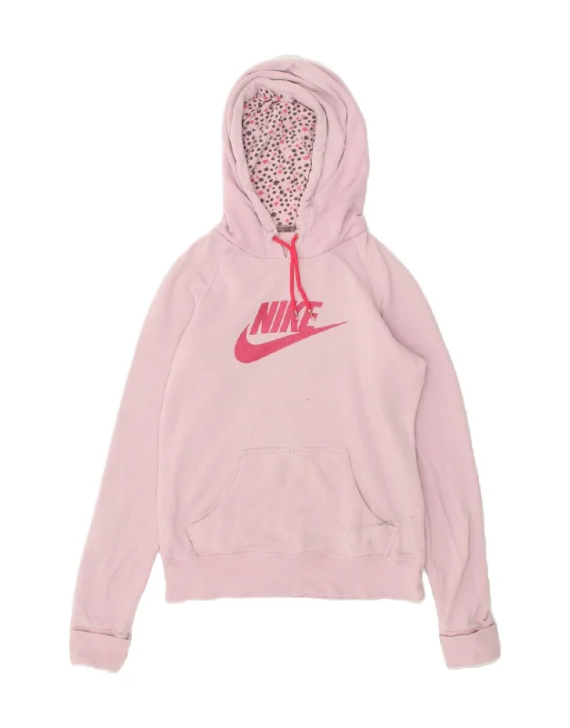 NIKE Womens Graphic Hoodie Jumper UK 10 Small Pink Cotton Hoodie Crop Top Short Trendy NIKE Womens Graphic Hoodie Jumper UK 10 Small Pink Cotton Hoodie Crop Top Short Trendy