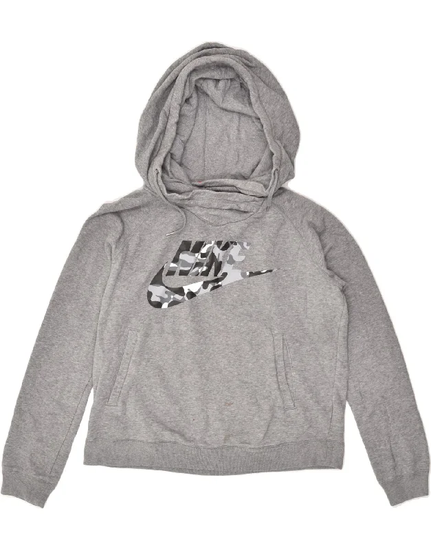 NIKE Womens Graphic Hoodie Jumper UK 14 Medium Grey Hoodie with Button Classic Timeless NIKE Womens Graphic Hoodie Jumper UK 14 Medium Grey Hoodie with Button Classic Timeless