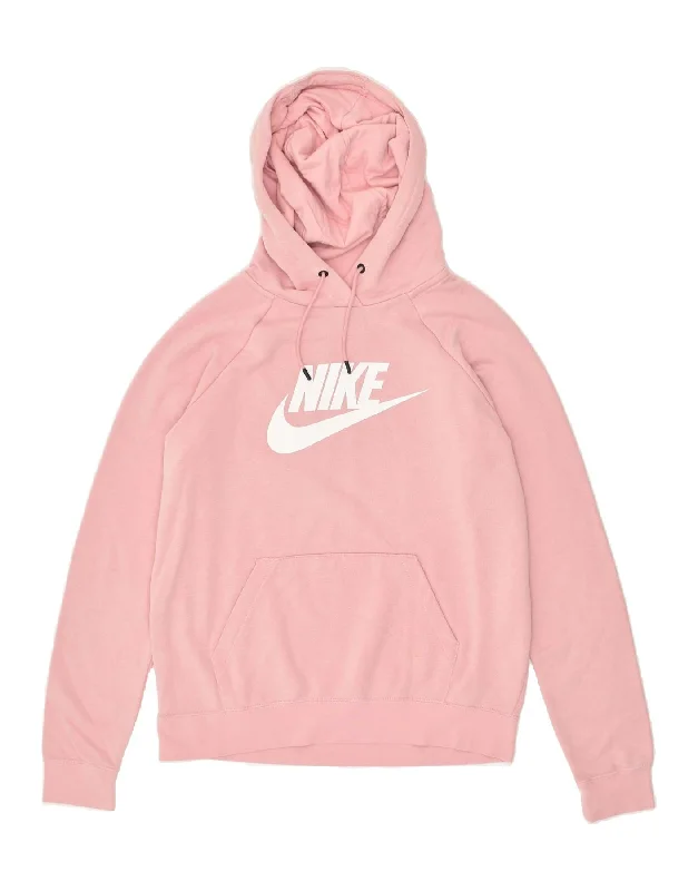 NIKE Womens Graphic Hoodie Jumper UK 14 Medium Pink Cotton Hoodie with Drop Shoulder Relaxed Streetwear NIKE Womens Graphic Hoodie Jumper UK 14 Medium Pink Cotton Hoodie with Drop Shoulder Relaxed Streetwear