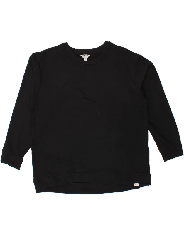 ORVIS Womens Oversized Sweatshirt Jumper UK 16 Large Black Modal Hoodie with Strings Custom Fit Adjustable ORVIS Womens Oversized Sweatshirt Jumper UK 16 Large Black Modal Hoodie with Strings Custom Fit Adjustable
