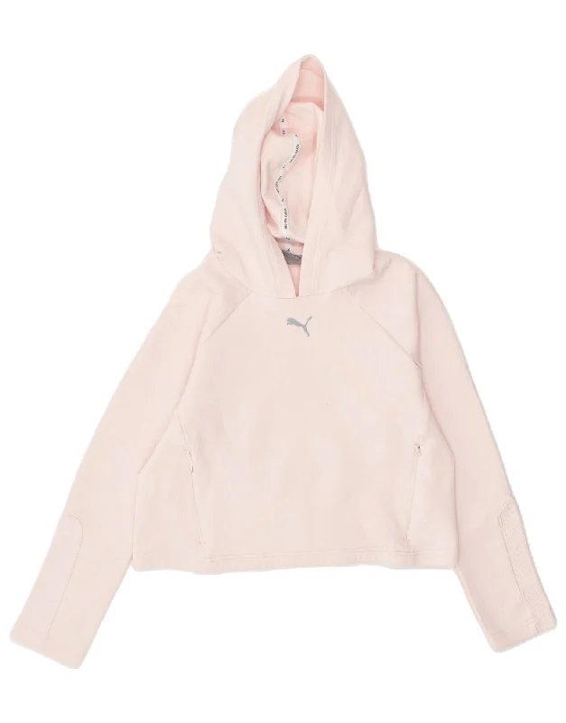 PUMA Womens Crop Hoodie Jumper UK 10 Small Pink Cotton Hoodie with Hem Patch Decorative Personalized PUMA Womens Crop Hoodie Jumper UK 10 Small Pink Cotton Hoodie with Hem Patch Decorative Personalized
