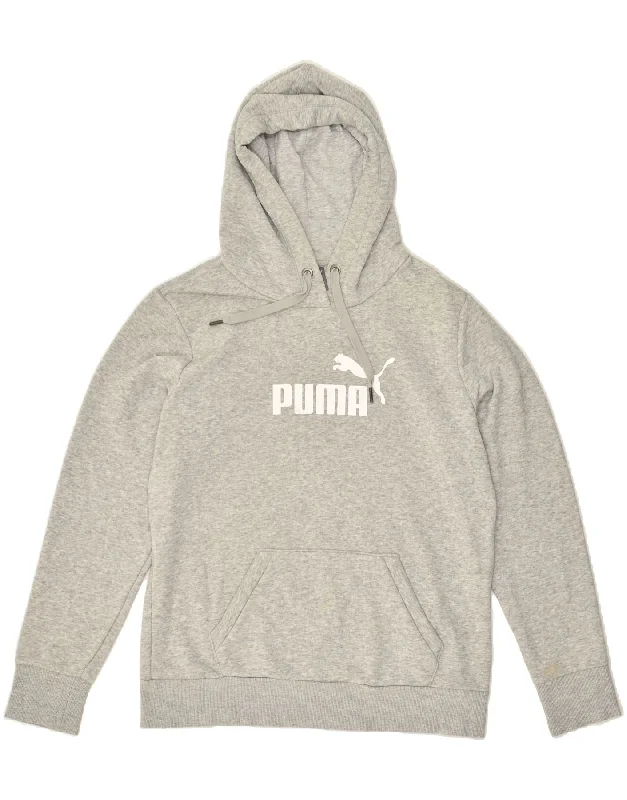 PUMA Womens Graphic Hoodie Jumper UK 14 Large Grey Cotton Hoodie with Ribbed Cuffs Snug Fit Comfort PUMA Womens Graphic Hoodie Jumper UK 14 Large Grey Cotton Hoodie with Ribbed Cuffs Snug Fit Comfort