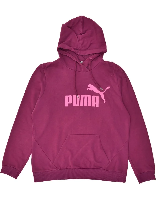 PUMA Womens Graphic Hoodie Jumper UK 16 Large Pink Cotton Hoodie with Embroidery Detailed Premium PUMA Womens Graphic Hoodie Jumper UK 16 Large Pink Cotton Hoodie with Embroidery Detailed Premium
