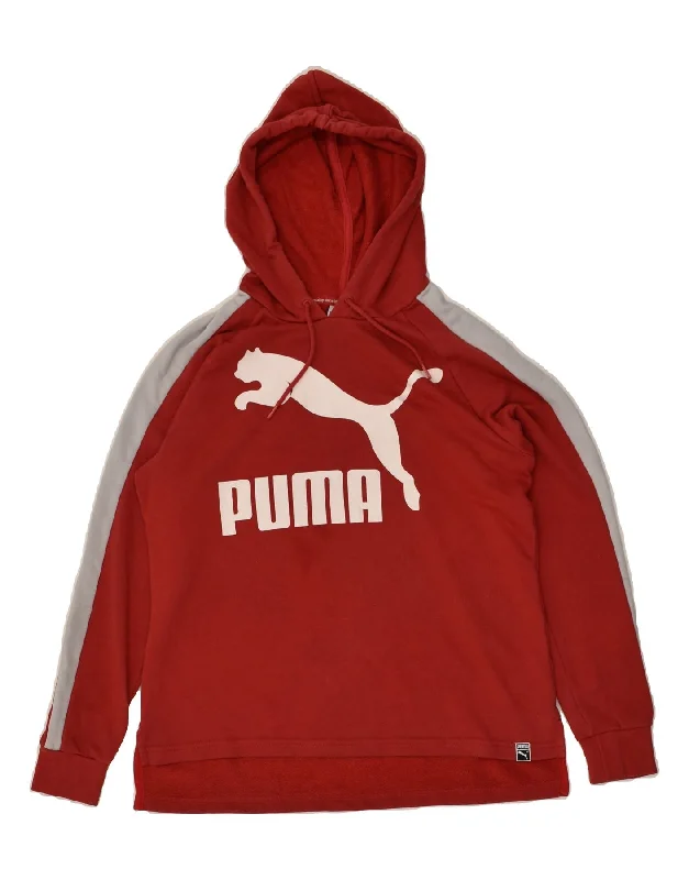 PUMA Womens Graphic Hoodie Jumper UK 8 Small Red Cotton Hoodie with Camouflage Military Edgy PUMA Womens Graphic Hoodie Jumper UK 8 Small Red Cotton Hoodie with Camouflage Military Edgy
