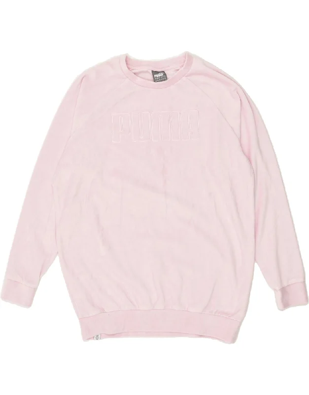 PUMA Womens Loose Fit Graphic Sweatshirt Jumper UK 12 Medium Pink Cotton Hoodie with Set-In Sleeves Structured Classic PUMA Womens Loose Fit Graphic Sweatshirt Jumper UK 12 Medium Pink Cotton Hoodie with Set-In Sleeves Structured Classic
