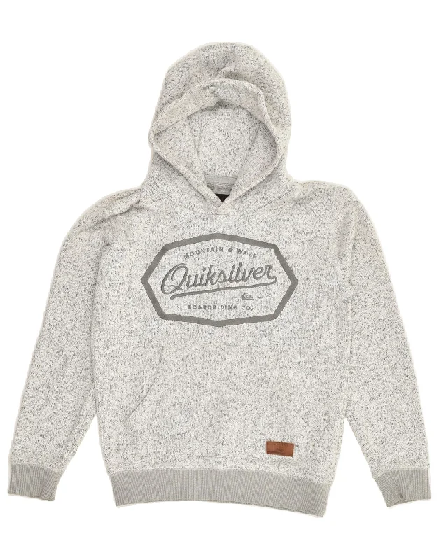 QUIKSILVER Womens Graphic Hoodie Jumper UK 12 Medium Grey Polyester Hoodie with Rhinestones Sparkly Elegant QUIKSILVER Womens Graphic Hoodie Jumper UK 12 Medium Grey Polyester Hoodie with Rhinestones Sparkly Elegant