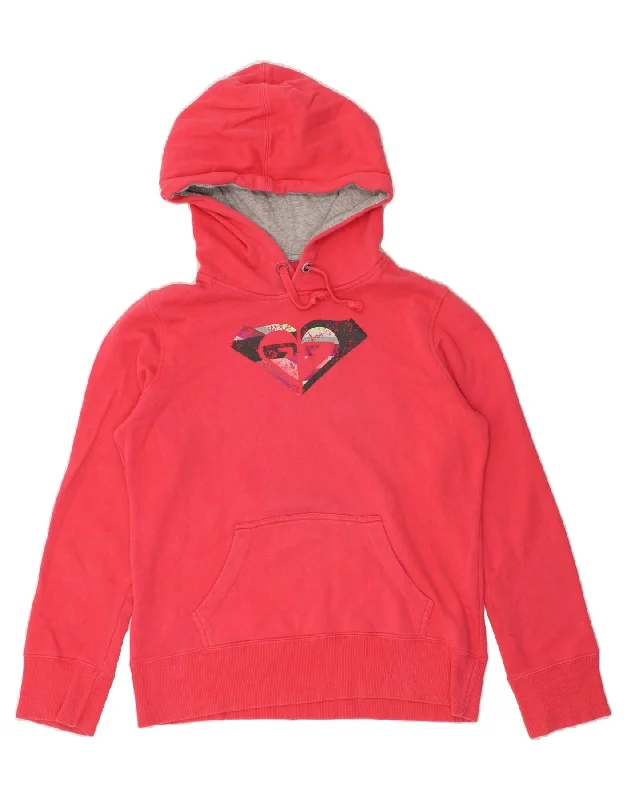 ROXY Womens Graphic Hoodie Jumper UK 14 Medium Pink Cotton Hoodie with Lining Warm Insulated ROXY Womens Graphic Hoodie Jumper UK 14 Medium Pink Cotton Hoodie with Lining Warm Insulated
