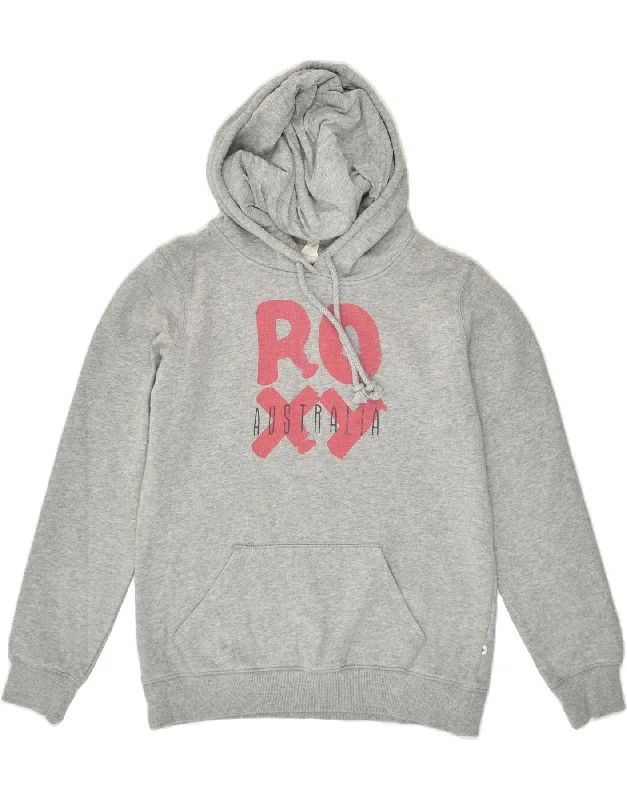 ROXY Womens Loose Fit Graphic Hoodie Jumper UK 6 XS Grey Hoodie with Thumb Holes Functional Cozy ROXY Womens Loose Fit Graphic Hoodie Jumper UK 6 XS Grey Hoodie with Thumb Holes Functional Cozy