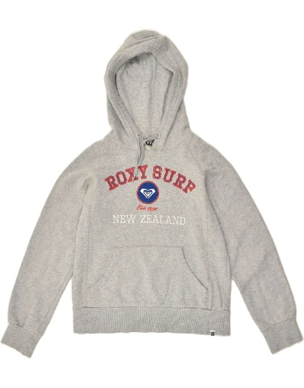 ROXY Womens New Zealand Graphic Hoodie Jumper US 10 Large Grey Hoodie with Contrast Stitching Detailed Premium ROXY Womens New Zealand Graphic Hoodie Jumper US 10 Large Grey Hoodie with Contrast Stitching Detailed Premium