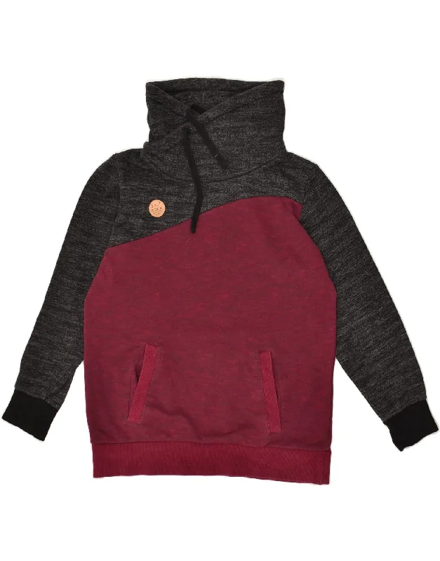 SALTROCK Womens Sweatshirt Jumper UK 12 Medium Burgundy Colourblock Hoodie with Camouflage Military Edgy SALTROCK Womens Sweatshirt Jumper UK 12 Medium Burgundy Colourblock Hoodie with Camouflage Military Edgy