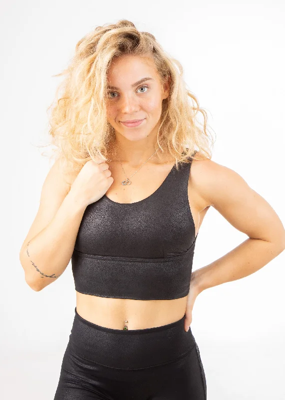 Sports Bra | Black Leather Chic Lace Bralette