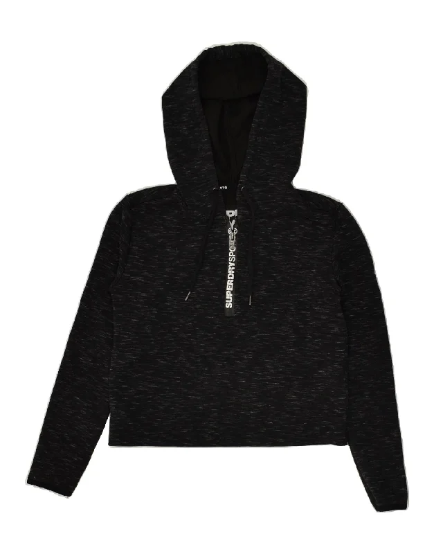 SUPERDRY Womens Graphic Hoodie Jumper UK 12 Medium Black Polyester Hoodie with Gradient Ombre Colorful SUPERDRY Womens Graphic Hoodie Jumper UK 12 Medium Black Polyester Hoodie with Gradient Ombre Colorful