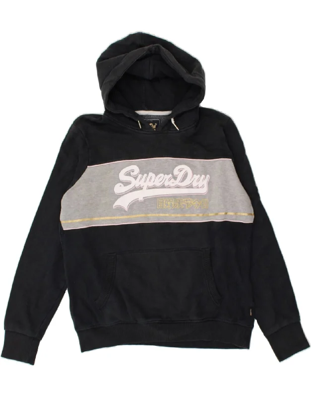 SUPERDRY Womens Graphic Hoodie Jumper UK 16 Large Black Colourblock Hoodie with Contrast Stitching Detailed Premium SUPERDRY Womens Graphic Hoodie Jumper UK 16 Large Black Colourblock Hoodie with Contrast Stitching Detailed Premium