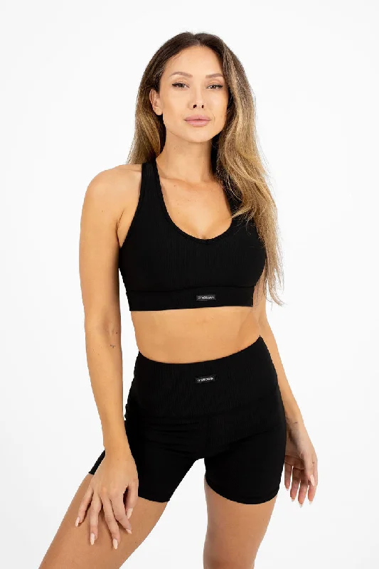 Tempo Ribbed Racerback Sports Bra Full Coverage Bra