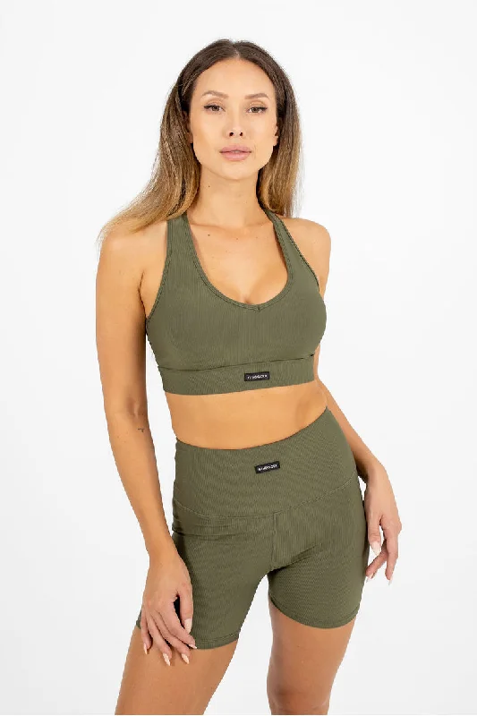 Tempo Ribbed Racerback Sports Bra Comfort Fit Bralette