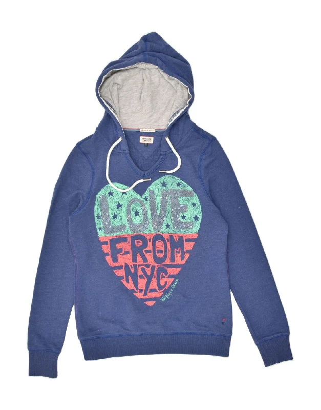 TOMMY HILFIGER Womens Graphic Hoodie Jumper UK 12 Medium Navy Blue Cotton Hoodie with Longline Fit Extended Stylish TOMMY HILFIGER Womens Graphic Hoodie Jumper UK 12 Medium Navy Blue Cotton Hoodie with Longline Fit Extended Stylish