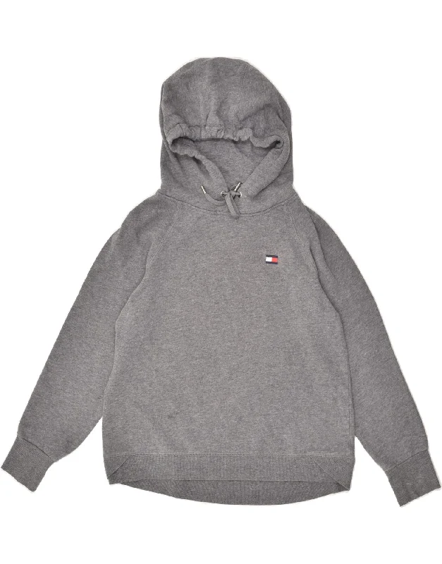 TOMMY HILFIGER Womens Hoodie Jumper UK 14 Medium Grey Cotton Hooded Sweatshirt Casual Wear Street Style TOMMY HILFIGER Womens Hoodie Jumper UK 14 Medium Grey Cotton Hooded Sweatshirt Casual Wear Street Style