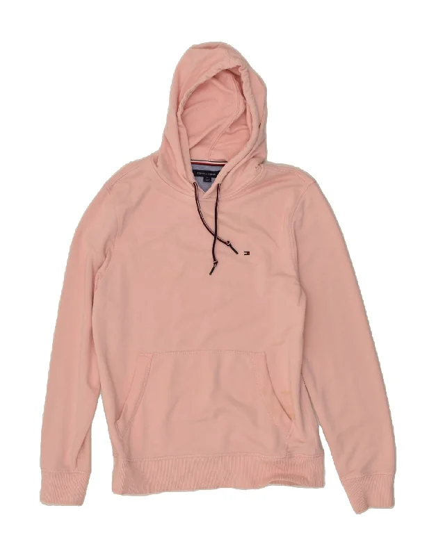 TOMMY HILFIGER Womens Hoodie Jumper UK 14 Medium Pink Cotton Cotton Hoodie Fleece Lining Warmth TOMMY HILFIGER Womens Hoodie Jumper UK 14 Medium Pink Cotton Cotton Hoodie Fleece Lining Warmth