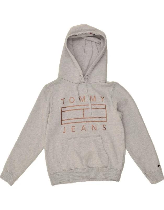 TOMMY HILFIGER Womens Loose Fit Graphic Hoodie Jumper UK 10 Small Grey Hoodie with Drawstring Waist Adjustable Fitted TOMMY HILFIGER Womens Loose Fit Graphic Hoodie Jumper UK 10 Small Grey Hoodie with Drawstring Waist Adjustable Fitted