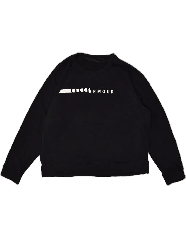 UNDER ARMOUR Womens Oversized Graphic Sweatshirt Jumper UK 16 Large Black Hoodie with Tied Waist Feminine Flattering UNDER ARMOUR Womens Oversized Graphic Sweatshirt Jumper UK 16 Large Black Hoodie with Tied Waist Feminine Flattering