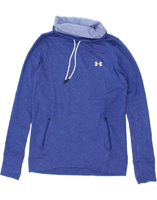 UNDER ARMOUR Womens Roll Neck Sweatshirt Jumper UK 14 Medium Blue Oversized Hoodie Comfort Casual UNDER ARMOUR Womens Roll Neck Sweatshirt Jumper UK 14 Medium Blue Oversized Hoodie Comfort Casual