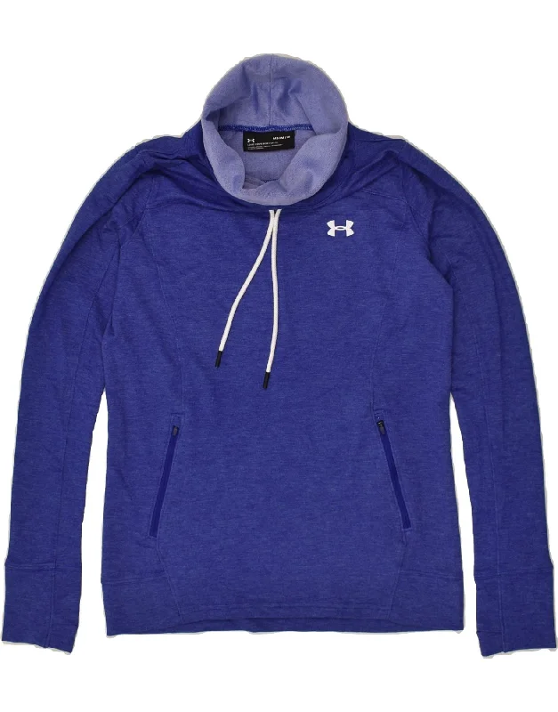 UNDER ARMOUR Womens Sweatshirt Jumper UK 14 Medium Blue Polyester Hoodie with High-Low Hem Asymmetrical Trendy UNDER ARMOUR Womens Sweatshirt Jumper UK 14 Medium Blue Polyester Hoodie with High-Low Hem Asymmetrical Trendy