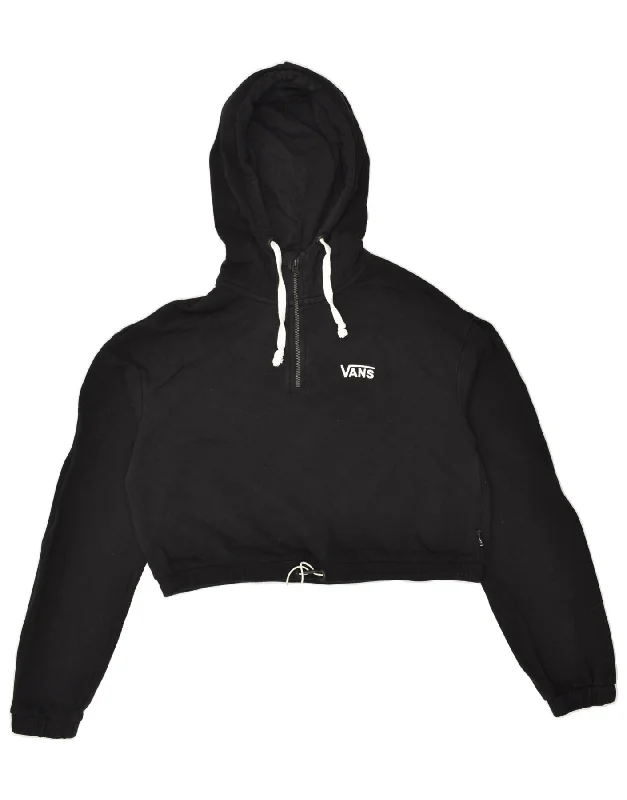 VANS Womens Crop Oversized Hoodie Jumper UK 8 Small Black Cotton Hoodie with Slit Hem Functional Movement VANS Womens Crop Oversized Hoodie Jumper UK 8 Small Black Cotton Hoodie with Slit Hem Functional Movement