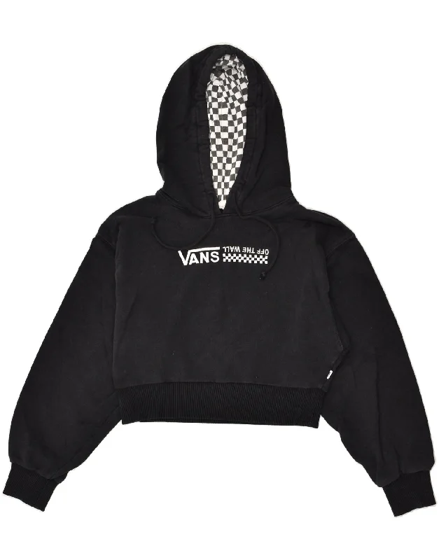 VANS Womens Graphic Crop Hoodie Jumper UK 10 Small Black Cotton Hoodie with Crew Neck Simple Timeless VANS Womens Graphic Crop Hoodie Jumper UK 10 Small Black Cotton Hoodie with Crew Neck Simple Timeless
