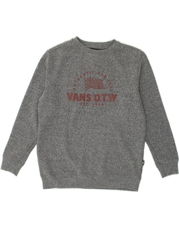 VANS Womens Graphic Sweatshirt Jumper UK 16 Large Grey Polyester Hoodie with Drop Shoulder Relaxed Streetwear VANS Womens Graphic Sweatshirt Jumper UK 16 Large Grey Polyester Hoodie with Drop Shoulder Relaxed Streetwear