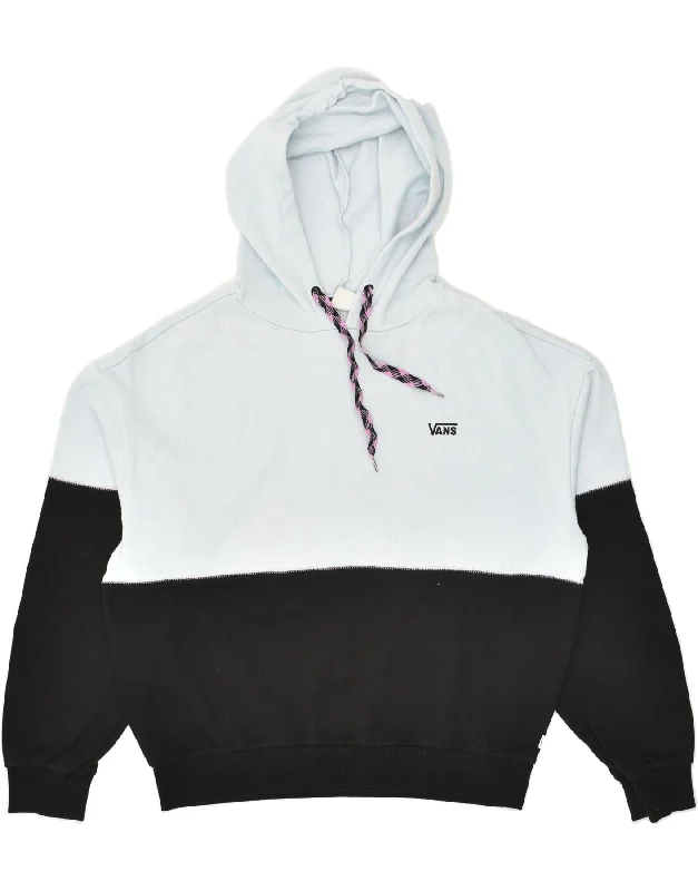 VANS Womens Oversized Hoodie Jumper UK 16 Large Blue Colourblock Cotton Hoodie with Zipper Versatile Modern VANS Womens Oversized Hoodie Jumper UK 16 Large Blue Colourblock Cotton Hoodie with Zipper Versatile Modern