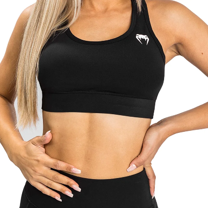 Venum Essential Medium Impact Sports Bra - Black Comfort Fit Bralette