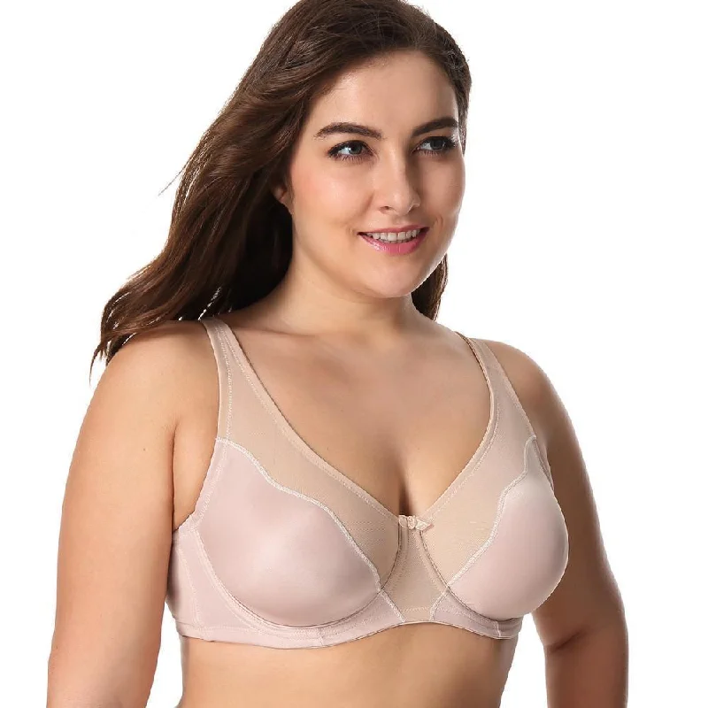 Women's Lingerie - Full Coverage No Padding Underwire Minimizer Bra Push-Up Wireless Bra