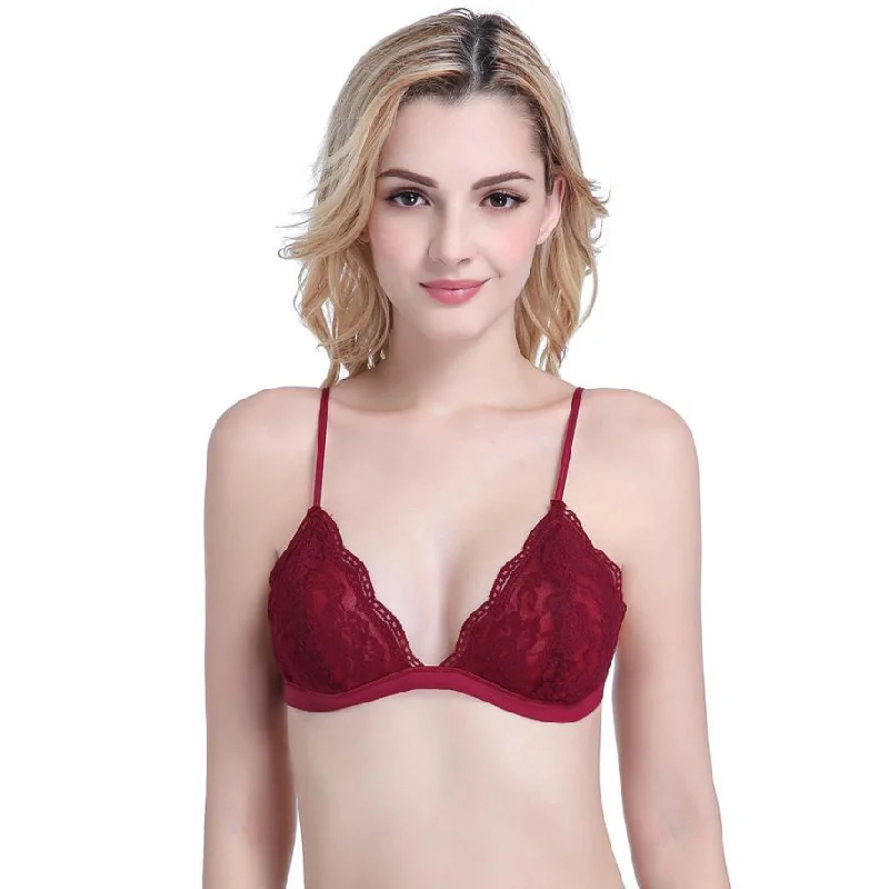 Women Sheer Lace Non Padded  Bra Padded Push-Up Bra