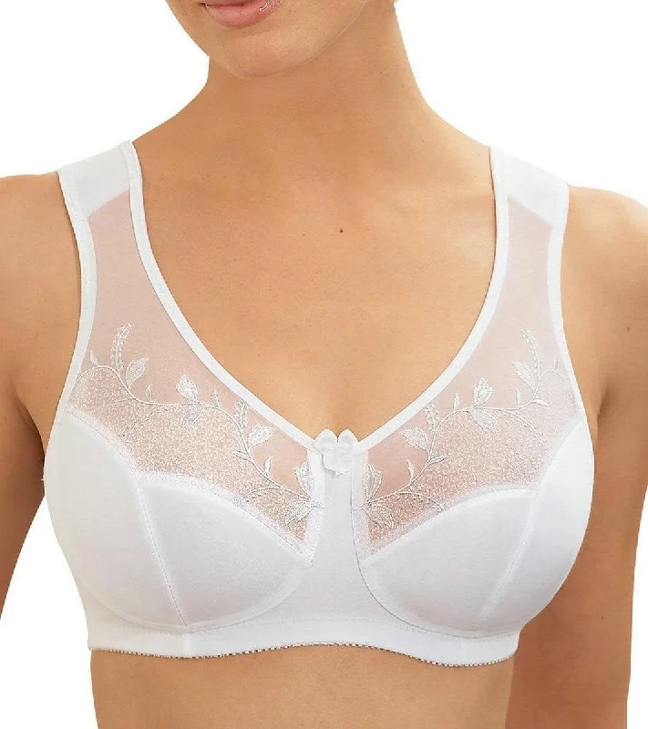 Women Soft Cups Embroidered Wire Free Full Coverage Minimizer Bra Casual Bralette Set