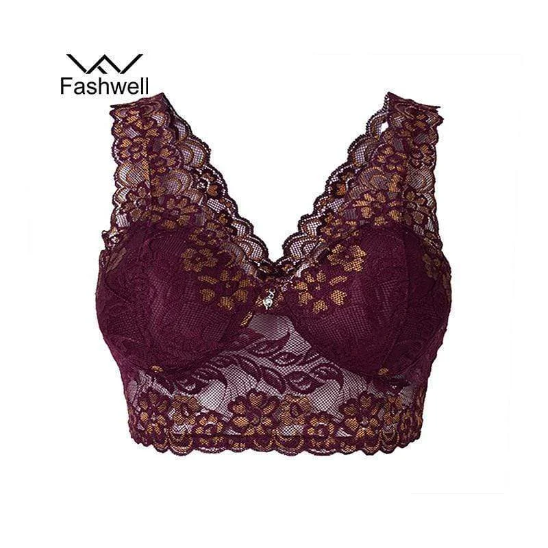 Women Wire Free Padded  All Lace Seamless Crop Bra Soft Cotton Bra