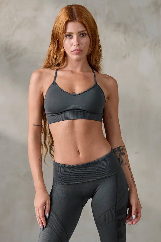 V_COMPRESS SEAMLESS SPORTS BRA - Dark Gray Breathable Comfort Bra