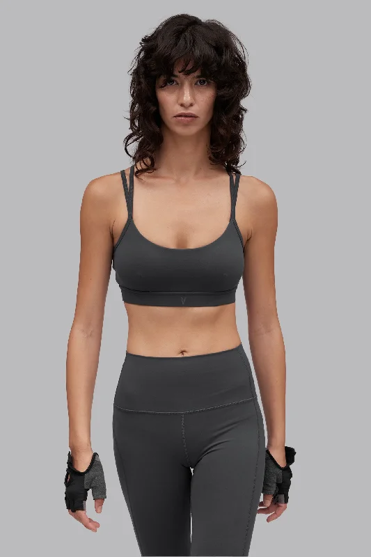 V_SCULPT STRAPPY SPORTS BRA - Dark Gray Classic Wire-Free Bra