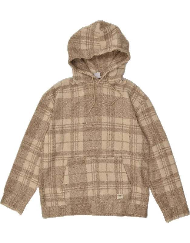 ZARA Womens Loose Fit Hoodie Jumper UK 18 XL Beige Plaid Cotton Hoodie with Turtle Neck Cozy Winter ZARA Womens Loose Fit Hoodie Jumper UK 18 XL Beige Plaid Cotton Hoodie with Turtle Neck Cozy Winter