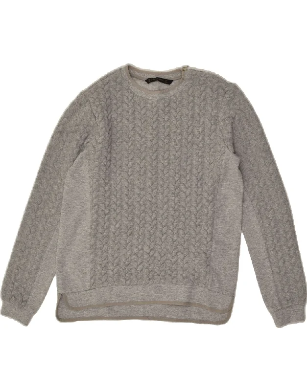 ZARA Womens Loose Fit Sweatshirt Jumper UK 6 XS Grey Polyester Hoodie with Half-Zip Sporty Casual ZARA Womens Loose Fit Sweatshirt Jumper UK 6 XS Grey Polyester Hoodie with Half-Zip Sporty Casual