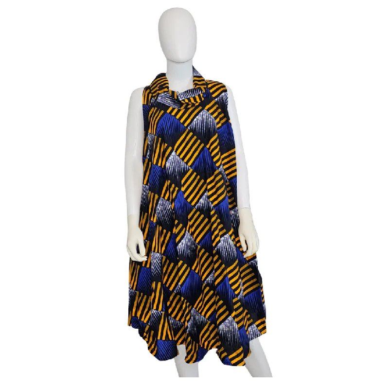 Ankara Print Turtle Neck Midi Dress - Made In Kenya Comfortable Sleeveless Midi Dress