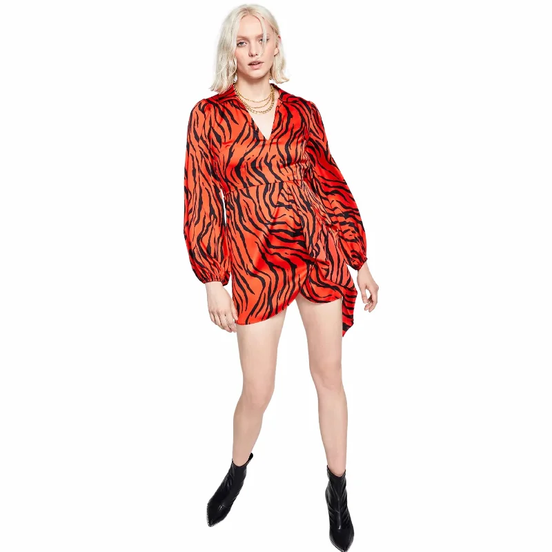 BAR III - Tiger-Print Mini Dress Stylish Short-Sleeve Mini Dress