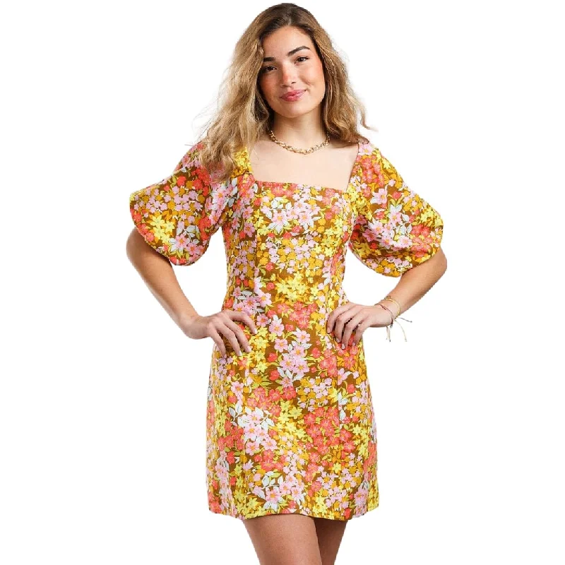 BILLABONG - Paradise Puff-Sleeve Mini Dress Trendy Bodycon Mini Dress