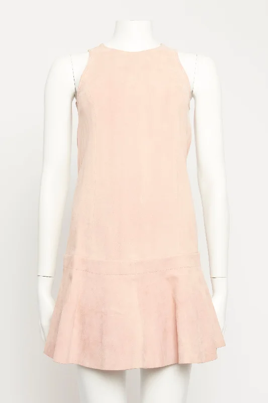 Blush Suede Preowned Mini Dress Elegant Silk Mini Dress